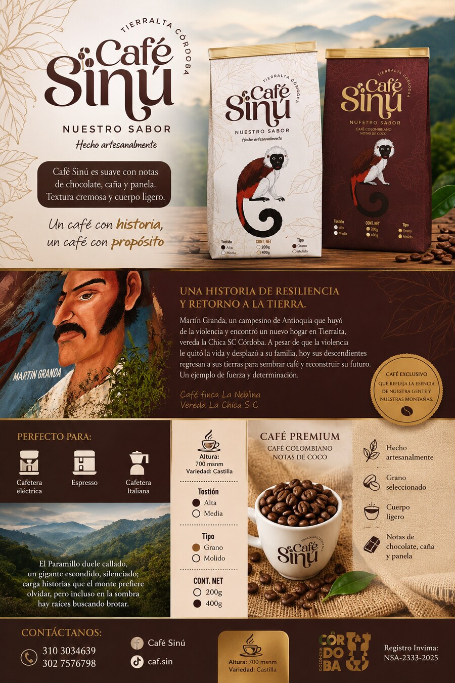 Vista previa del brochure de Café Sinú