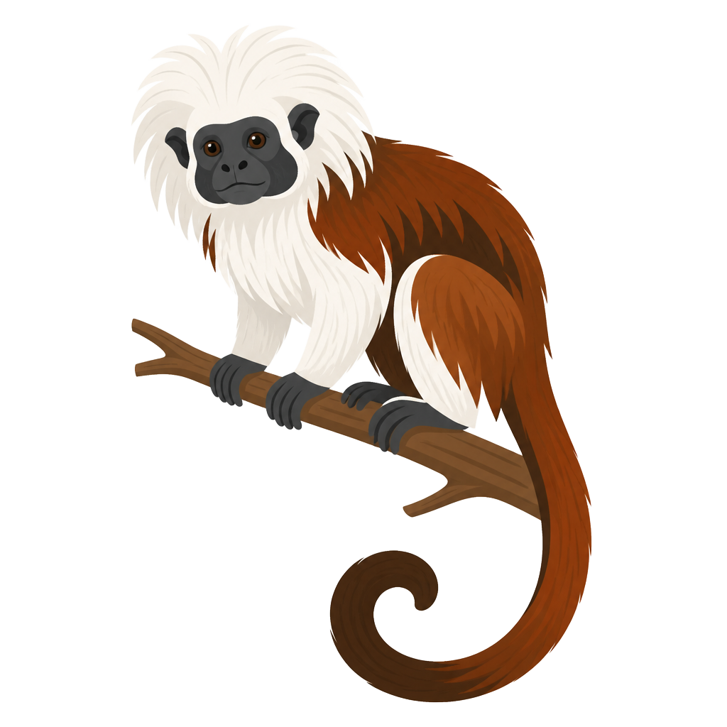 Ilustración del tití cabeciblanco, símbolo de Café Sinú